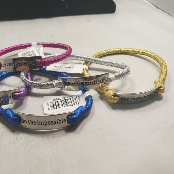 Charming Charlie 6 pc Inspirational charm stretch bracelet - Picture 10 of 12